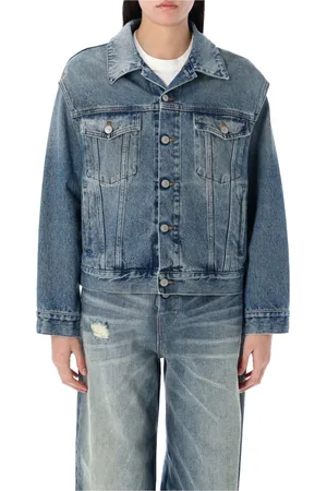 Maison Margiela Kurtki, Kobieta, Niebieski, S, Denim, Niebieska Kurtka Dżinsowa z Kołnierzykiem