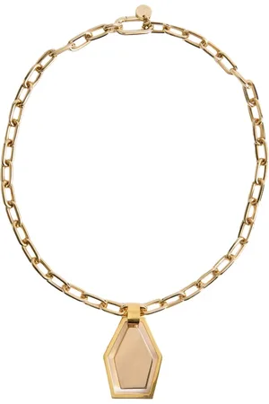 La DoubleJ Akcesoria, Kobieta, Żółty, ONE SIZE, Elegancki Metalowy Naszyjnik z Ametystowym Amuletem