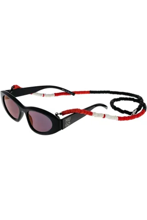 HUGO BOSS Akcesoria, unisex, Czarny, ONE SIZE, Czarne Okulary Przeciwsłoneczne Cat Eye Lustrzane Szare