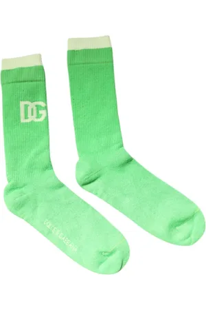 Dolce & Gabbana Bielizna, Mężczyzna, Zielony, L, Nylon, Zielone Logo Śródstopie Skarpetki