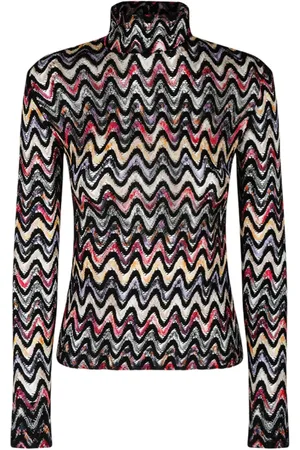 Missoni Swetry, Kobieta, Wielobarwność, S, Len, Sweter Top z Wełnianym Wzorem Zigzag