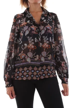 Liu Jo Bluzki, Kobieta, Czarny, M, Poliester, Koszula Floral Elegance