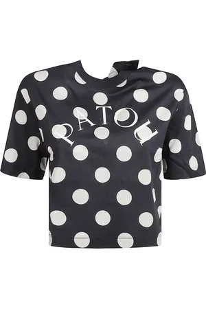 Patou Koszulki, Kobieta, Niebieski, S, Cropped T-shirt z detalami szalika