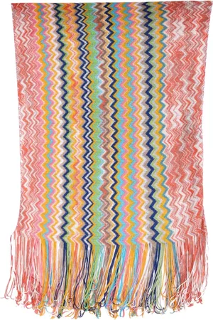 Missoni Akcesoria, Kobieta, Wielobarwność, ONE SIZE, Szal Wiskoza z Wzorem Chevron i Frędzlami