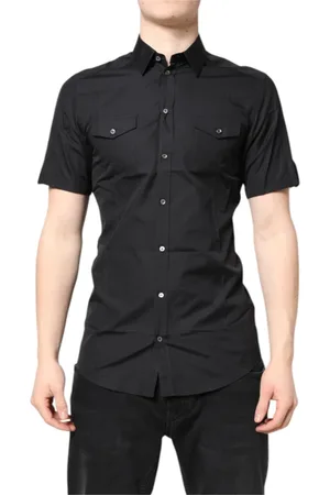Dolce & Gabbana Koszule, Mężczyzna, Czarny, S, Czarna Bawełniana Koszula Casual Złoto