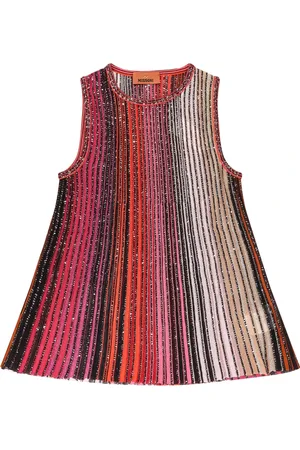 Missoni Koszulki, Kobieta, Czerwony, M, Paski Cekinowe Bezrękawnik z Falbaną