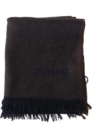 Missoni Akcesoria, Mężczyzna, brązowy, ONE SIZE, Kaszmir, Luksusowy Szal z Kaszmiru z Haftem Logo