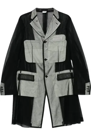 Comme des Garçons Płaszcze, Mężczyzna, Czarny, M, Nylon, Płaszcz z wełnianej mieszanki