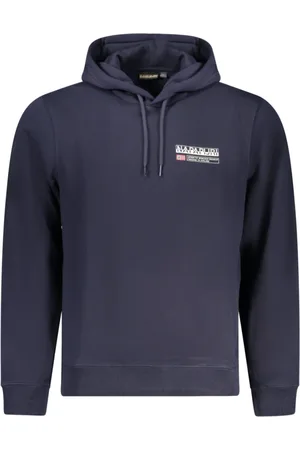 Napapijri Bluzy, Mężczyzna, Niebieski, M, Niebieski Bluza z Kapturem i Nadrukiem