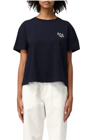 A.P.C. Koszulki, Kobieta, Niebieski, L, Niebieski T-shirt z okrągłym dekoltem