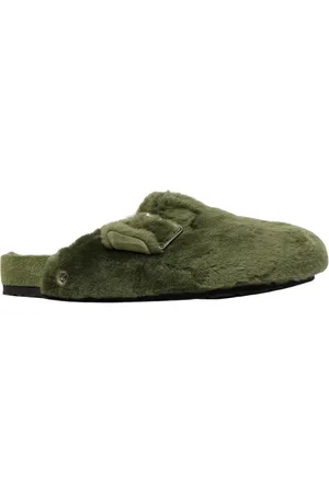 Birkenstock Buty, Mężczyzna, Zielony, 44 EU, Len, Pantofle Shearlingowe w Zielonym