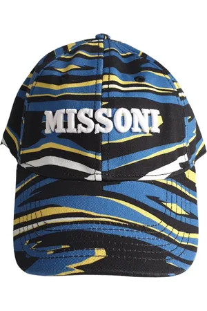 Missoni Akcesoria, Kobieta, Niebieski, ONE SIZE, Niebieski Bawełniany Kaptur Baseballowy