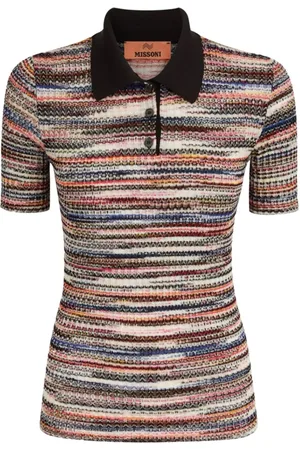 Missoni Koszulki, Kobieta, Wielobarwność, S, Len, Sweter Polo z Krótkim Rękawem w Wzór Plam
