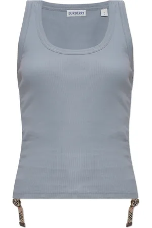 Burberry Koszulki, Kobieta, Niebieski, M, Bawełna, Ruched Top