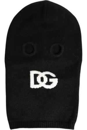 Dolce & Gabbana Akcesoria, Kobieta, Czarny, ONE SIZE, Kaszmir, Czarna Kaszmirowa Dzianinowa Maska Narciarska Kominiarka Czapka