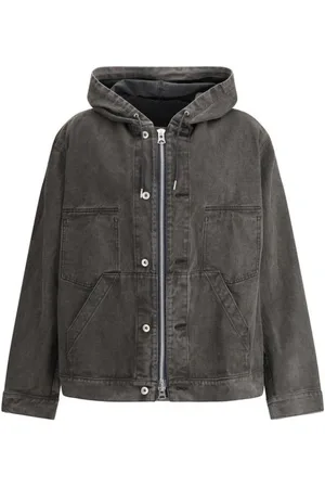 SACAI Kurtki, Mężczyzna, Czarny, M, Denim, Urban Hooded Denim Jacket