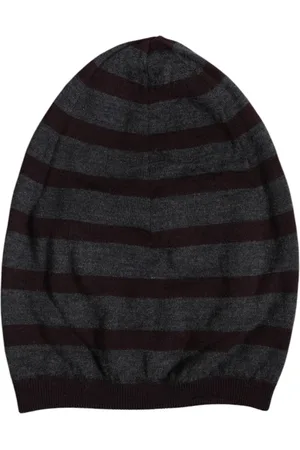 Dolce & Gabbana Akcesoria, Mężczyzna, Szary, ONE SIZE, Szara Pasiasta Wełniana Czapka