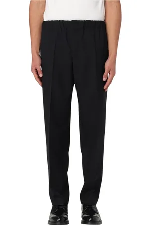 Jil Sander Spodnie, Mężczyzna, Czarny, M, Czarne Wełniane Spodnie z Elastycznym Pasem