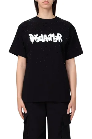 DISCLAIMER Koszulki, Kobieta, Czarny, M, Koszulka z nadrukiem Rhinestone dla kobiet