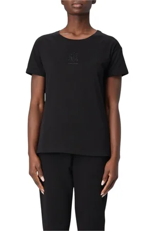 Armani Exchange Koszulki, Kobieta, Czarny, L, Kryształowy Logo Tee Stylowa Biała Koszulka