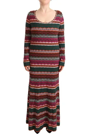Missoni Sukienki, Kobieta, Wielobarwność, M, Stripe Wool Knitted Maxi Sheath Sukienka