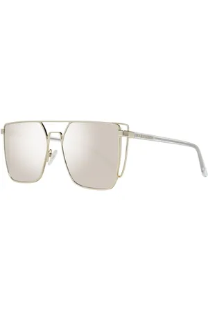 Guess Akcesoria, Kobieta, Żółty, ONE SIZE, Złote Okulary Przeciwsłoneczne Damskie Lustrzane Prostokątne
