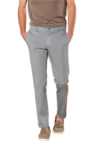 Masons Spodnie, Mężczyzna, Niebieski, S, Bawełna, Spodnie chino z satyny stretch w kolorze Air Force