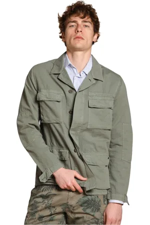 Masons Kurtki, Mężczyzna, Zielony, M, Zielony Męski Overshirt z Konopi i Bawełny