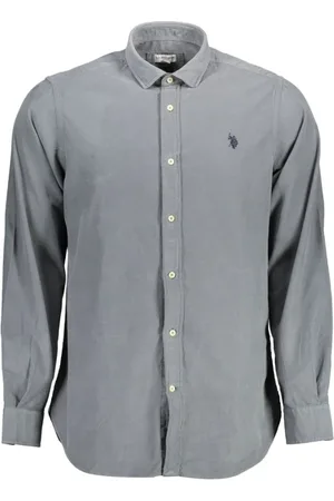 U.S. Polo Assn. Koszule, Mężczyzna, Szary, L, Niebieska Bawełniana Koszula Męska Slim Fit