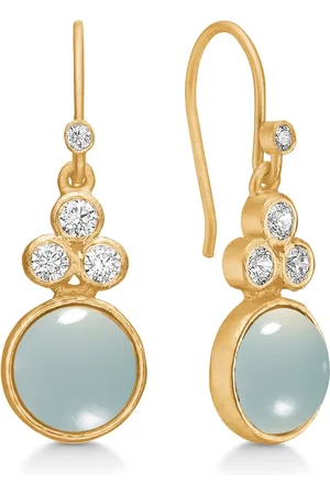Frk Lisberg Akcesoria, Kobieta, Żółty, ONE SIZE, Kolczyki Chalcedon Aqua z Cyrkoniami