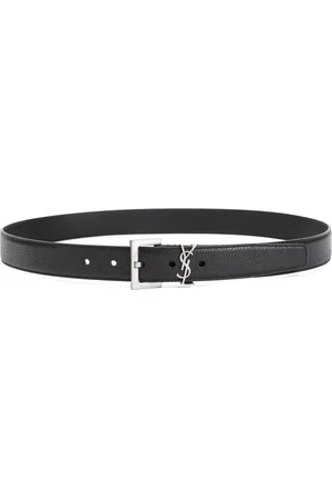 Saint Laurent Akcesoria, Mężczyzna, Czarny, 105 CM, Zamsz, Czarny Skórzany Pasek z Srebrną Sprzączką
