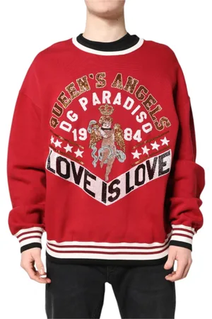 Dolce & Gabbana Bluzy, Mężczyzna, Czerwony, L, Czerwony Sweter z cekinami i dzianiny