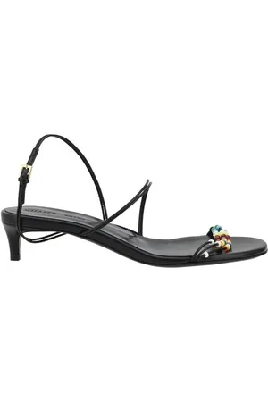 Khaite Buty, Kobieta, Czarny, 40 EU, Kolorowe Skórzane Sandały z Koralikami