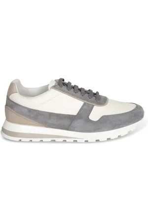 Brunello Cucinelli Buty, Mężczyzna, Wielobarwność, 40 EU, Zamsz, Białe Skórzane Sneakersy Nowoczesny Styl