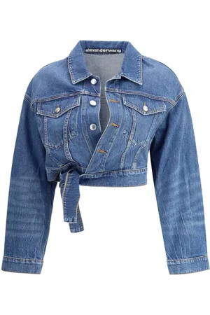 Alexander Wang Kurtki, Kobieta, Niebieski, S, Denim, Kurtka dżinsowa z wiązaniem