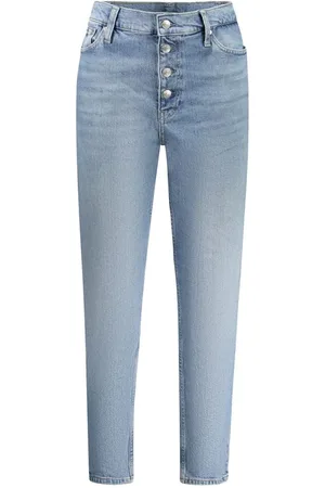 Calvin Klein Jeansy, Kobieta, Niebieski, W29 L28, Jasnoniebieskie Bawełniane Mom Jeansy