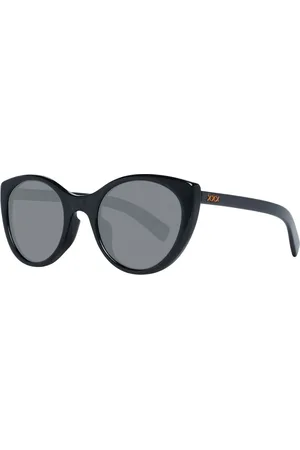Ermenegildo Zegna Akcesoria, Kobieta, Czarny, ONE SIZE, Czarne Okulary Przeciwsłoneczne Okrągła Soczewka