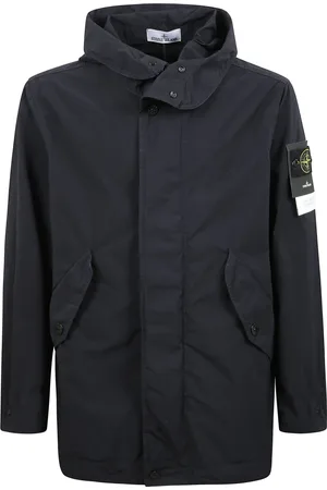 Stone Island Kurtki, Mężczyzna, Niebieski, XL, Nylon, Krótka Kurtka Parka z Kapturem