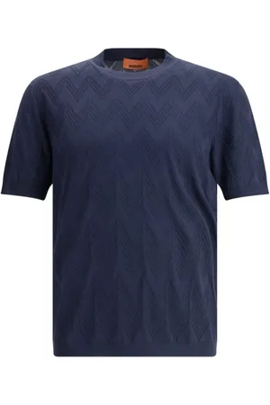 Missoni Koszulki, Mężczyzna, Niebieski, XS, Zig Zag Sweter T-Shirt