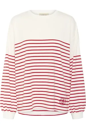 Cream Koszulki, Kobieta, Wielobarwność, S, Bawełna, Paski Sweter Snowwhite Red Stripe