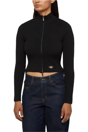Dickies Bluzy, Kobieta, Czarny, L, Len, Kurtka Rib Zip-Through