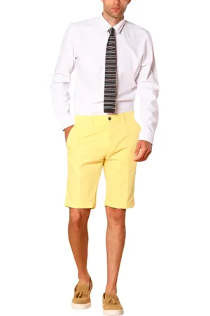 Masons Szorty, Mężczyzna, Żółty, L, Bawełna, Męskie Szorty Chino Bermuda z Bawełny Pima