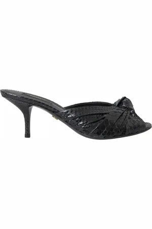 Dolce & Gabbana Buty, Kobieta, Czarny, 40 EU, Python Skórzane Kotki Obcas Zwierzęcy Wzór Slajdy