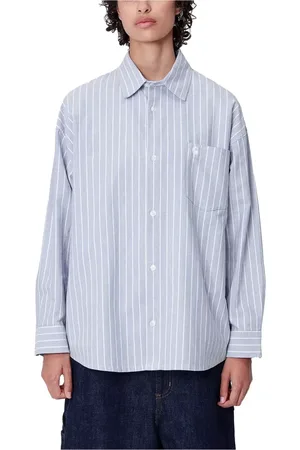 Carhartt Bluzki, Kobieta, Niebieski, S, Bawełna, Koszula w Paski w Bleach White
