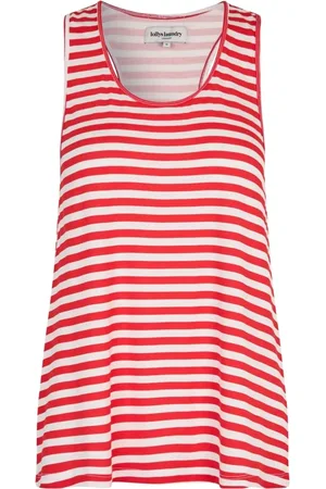Lollys Laundry Koszulki, Kobieta, Czerwony, 2XL, Top w Paski Czerwony Okrągły Dekolt