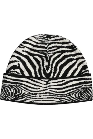 Dolce & Gabbana Akcesoria, unisex, Biały, ONE SIZE, Kaszmir, Zebra Zimowa Czapka Beanie z Splotem