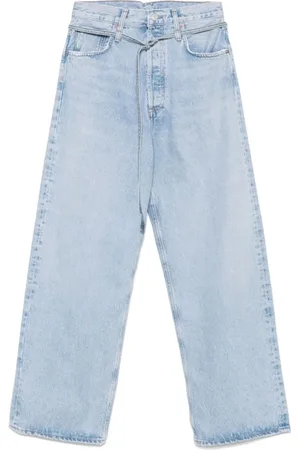 AGOLDE Jeansy, Kobieta, Niebieski, W24, Niebieskie Cerulean Jeansyy z Pętlami na Pasek