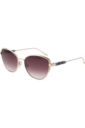 Ted Baker Akcesoria, Kobieta, Żółty, ONE SIZE, Złote Okulary Przeciwsłoneczne Cat Eye Różowy Gradient