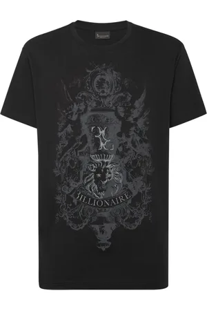 BILLIONAIRE Koszulki, Mężczyzna, Czarny, 4XL, Casual Bawełniana Koszulka Baecmtk 8187Bte 014N02