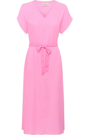 Cream Sukienki, Kobieta, Różowy, 3XL, Kobieca Długa Sukienka z Paskiem